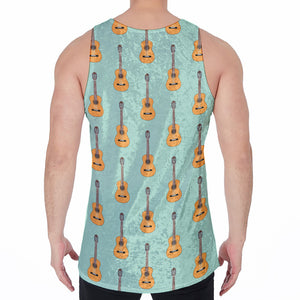 Classical Guitar Pattern Print Men's Velvet Tank Top