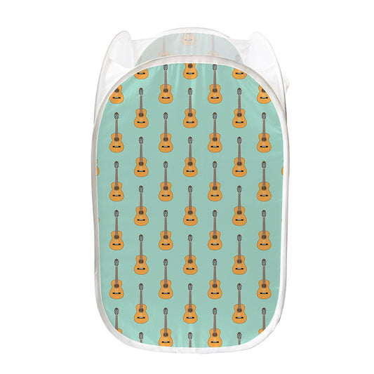 Classical Guitar Pattern Print Mesh Laundry Hamper
