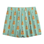 Classical Guitar Pattern Print Mesh Shorts