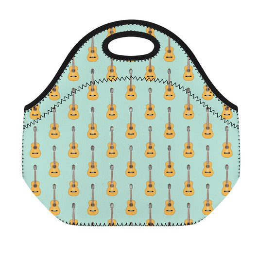 Classical Guitar Pattern Print Neoprene Lunch Bag