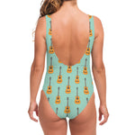 Classical Guitar Pattern Print One Piece Swimsuit