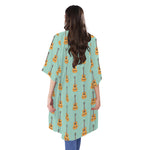 Classical Guitar Pattern Print Open Front Beach Cover Up