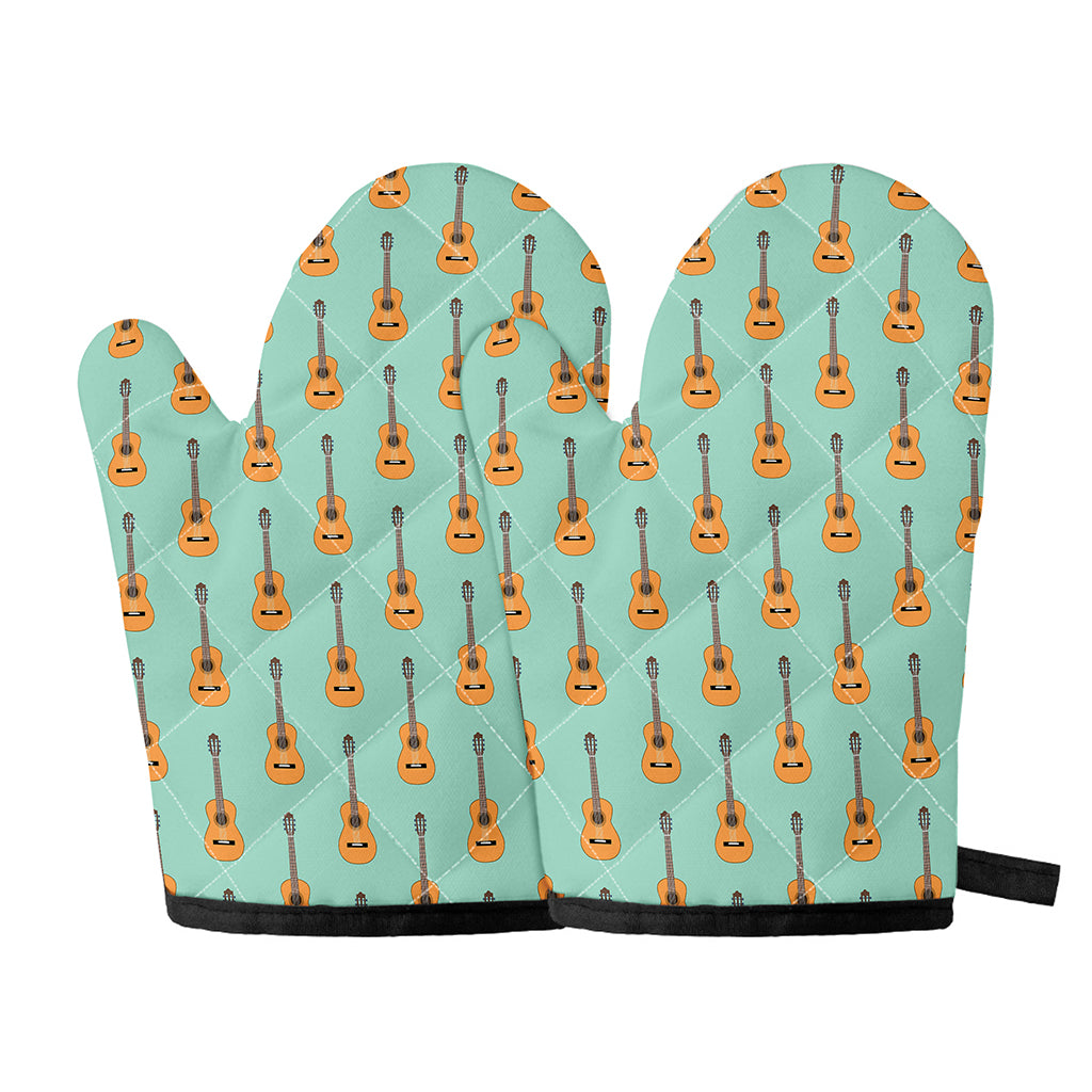 Classical Guitar Pattern Print Oven Mitts