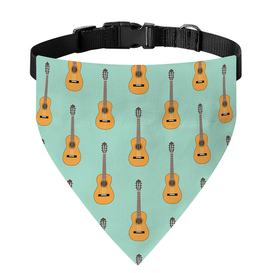 Classical Guitar Pattern Print Over The Collar Dog Bandana