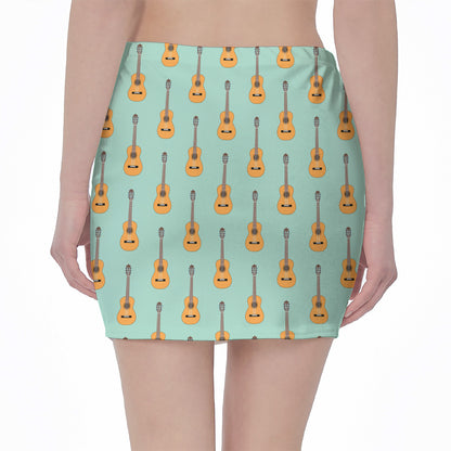 Classical Guitar Pattern Print Pencil Mini Skirt