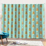 Classical Guitar Pattern Print Pencil Pleat Curtains