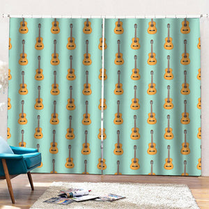 Classical Guitar Pattern Print Pencil Pleat Curtains