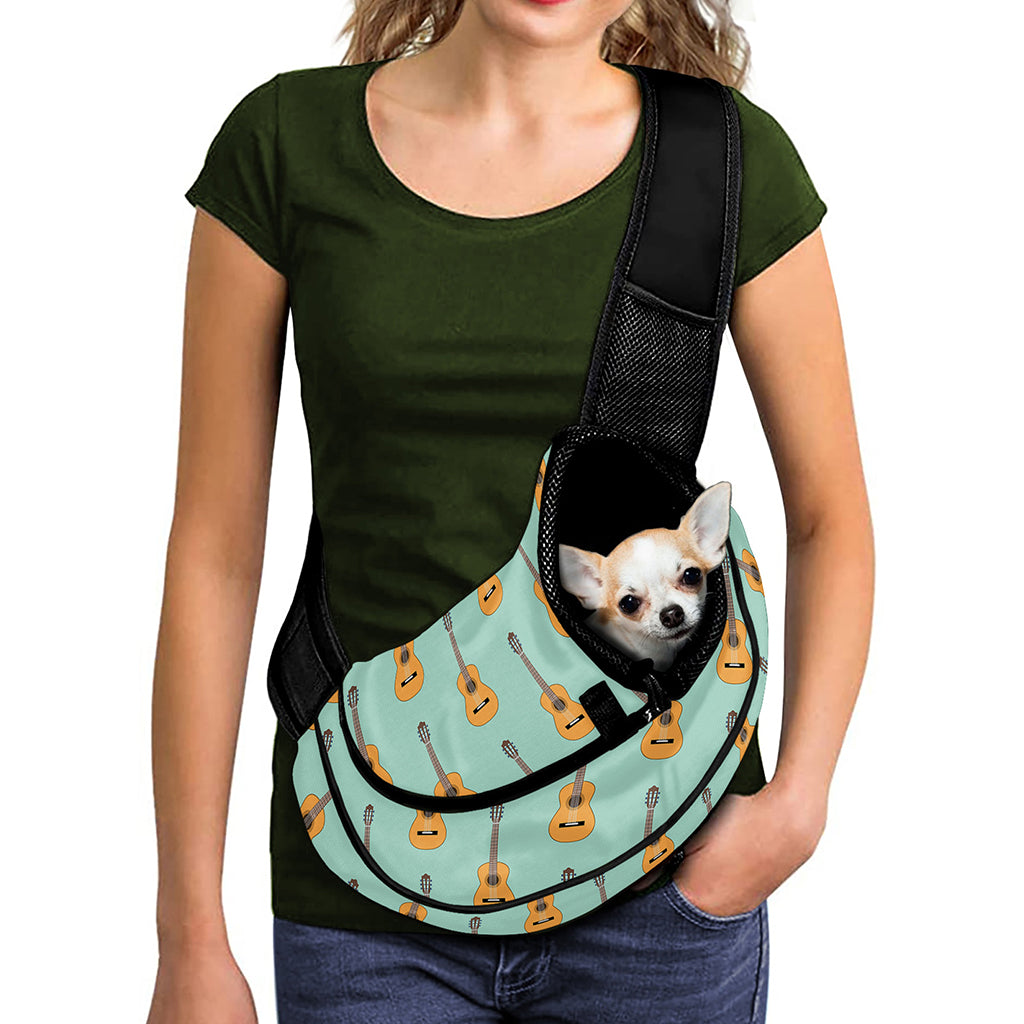Classical Guitar Pattern Print Pet Sling Carrier
