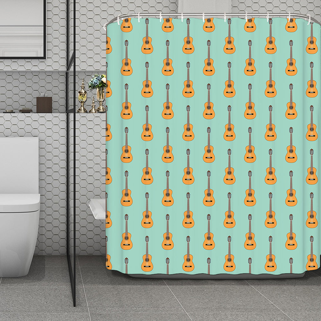 Classical Guitar Pattern Print Polyester Shower Curtain