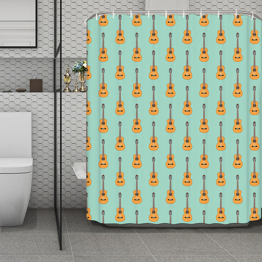 Classical Guitar Pattern Print Polyester Shower Curtain
