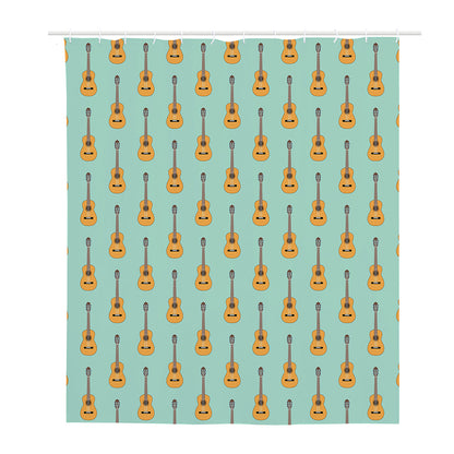 Classical Guitar Pattern Print Polyester Shower Curtain