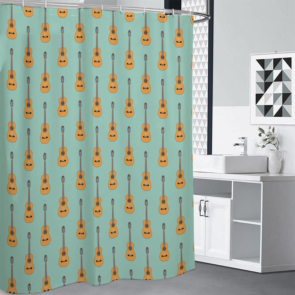 Classical Guitar Pattern Print Premium Shower Curtain