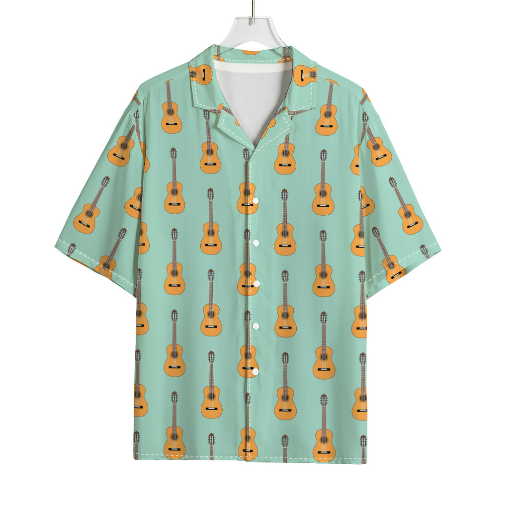 Classical Guitar Pattern Print Rayon Hawaiian Shirt