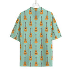 Classical Guitar Pattern Print Rayon Hawaiian Shirt