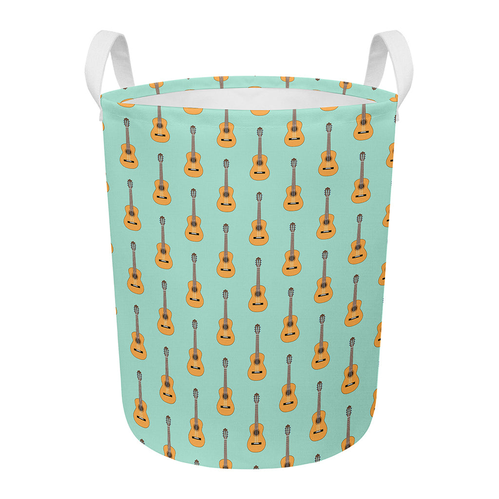 Classical Guitar Pattern Print Round Laundry Basket