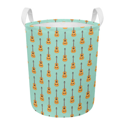 Classical Guitar Pattern Print Round Laundry Basket