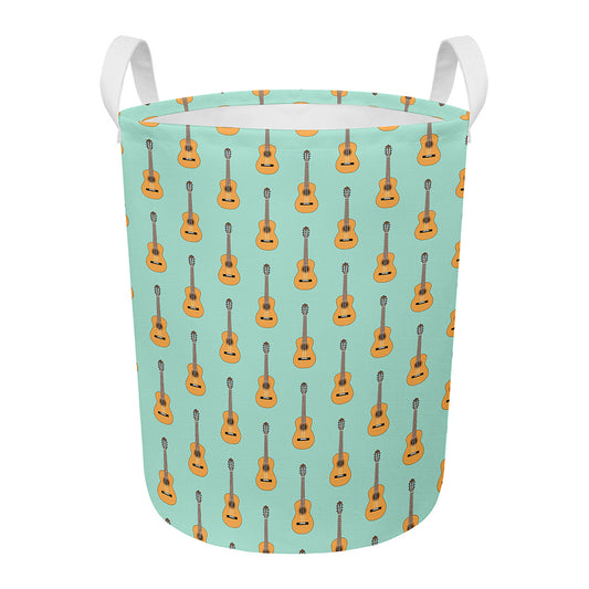 Classical Guitar Pattern Print Round Laundry Basket