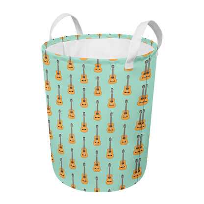 Classical Guitar Pattern Print Round Laundry Basket