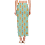 Classical Guitar Pattern Print Side Slit Maxi Skirt