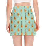 Classical Guitar Pattern Print Side Slit Mini Skirt