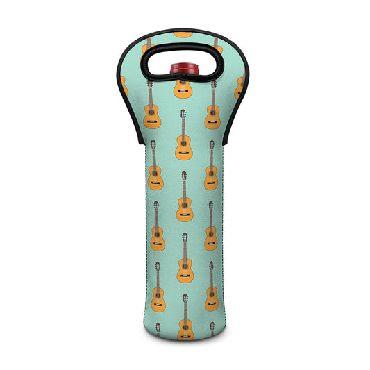Classical Guitar Pattern Print Single Neoprene Wine Tote
