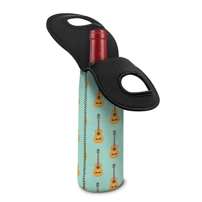 Classical Guitar Pattern Print Single Neoprene Wine Tote