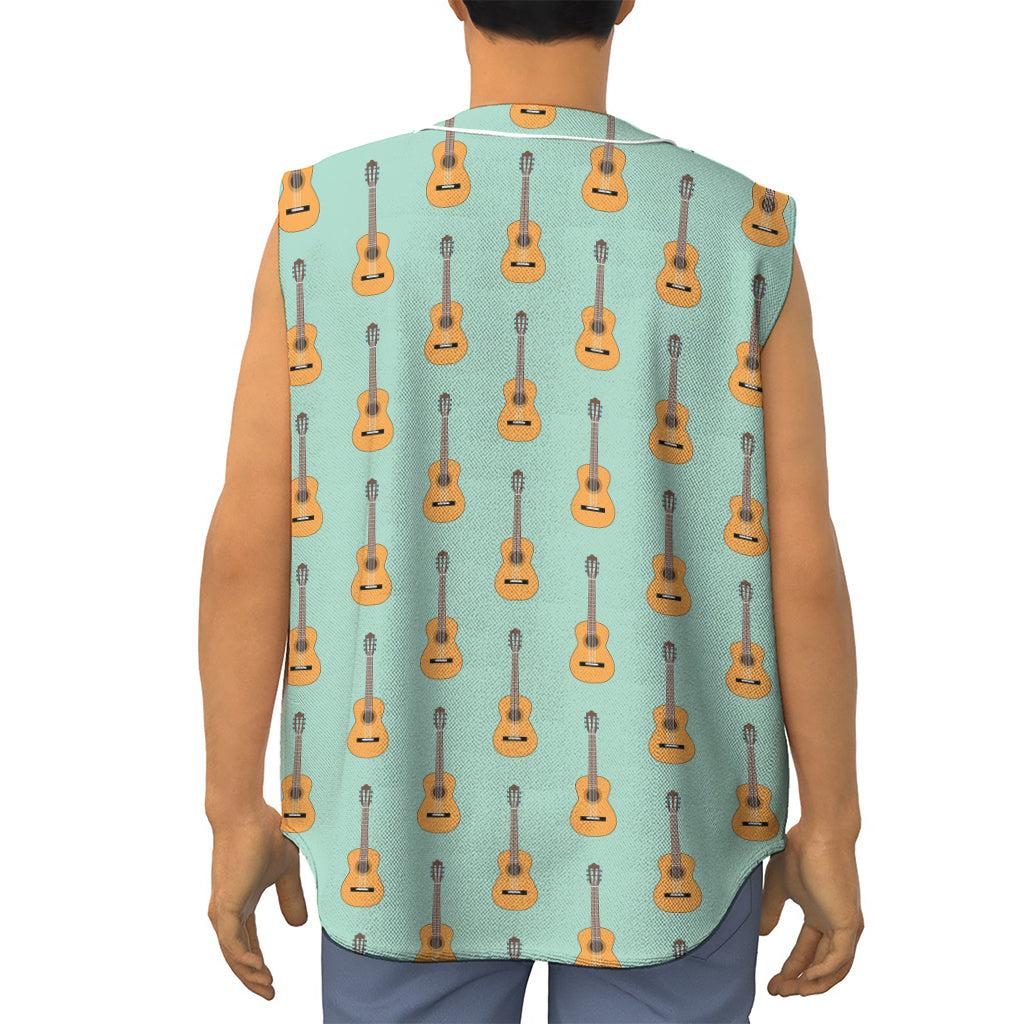 Classical Guitar Pattern Print Sleeveless Baseball Jersey