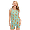 Classical Guitar Pattern Print Sleeveless One Piece Swimsuit