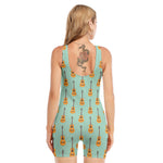 Classical Guitar Pattern Print Sleeveless One Piece Swimsuit