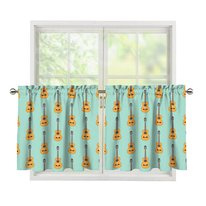 Classical Guitar Pattern Print Tier Curtains