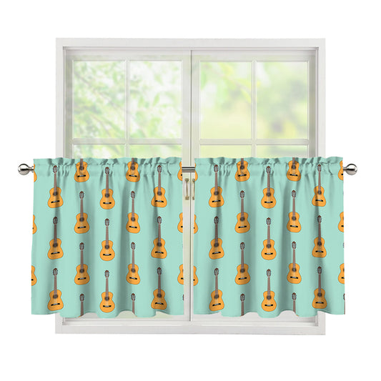 Classical Guitar Pattern Print Tier Curtains