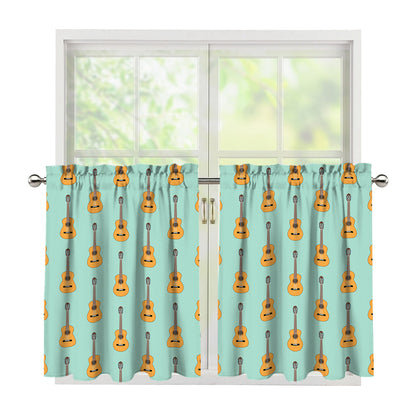 Classical Guitar Pattern Print Tier Curtains