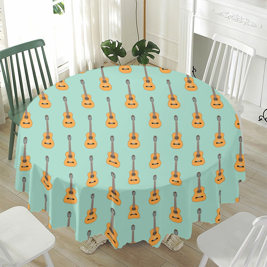 Classical Guitar Pattern Print Waterproof Round Tablecloth