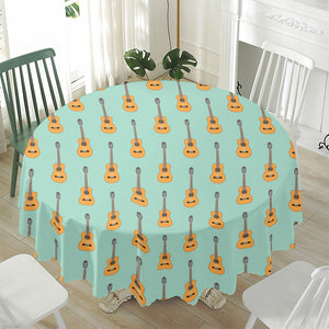 Classical Guitar Pattern Print Waterproof Round Tablecloth