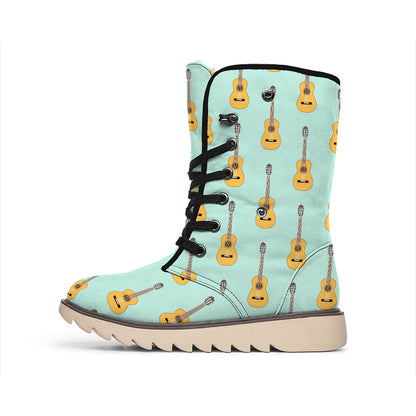 Classical Guitar Pattern Print Winter Boots