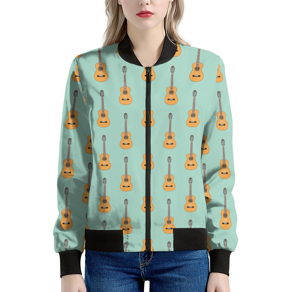 Classical Guitar Pattern Print Women's Bomber Jacket