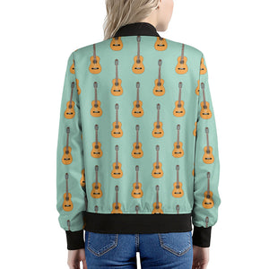 Classical Guitar Pattern Print Women's Bomber Jacket