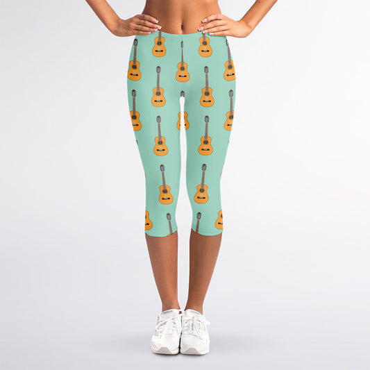Classical Guitar Pattern Print Women's Capri Leggings