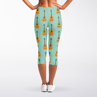 Classical Guitar Pattern Print Women's Capri Leggings