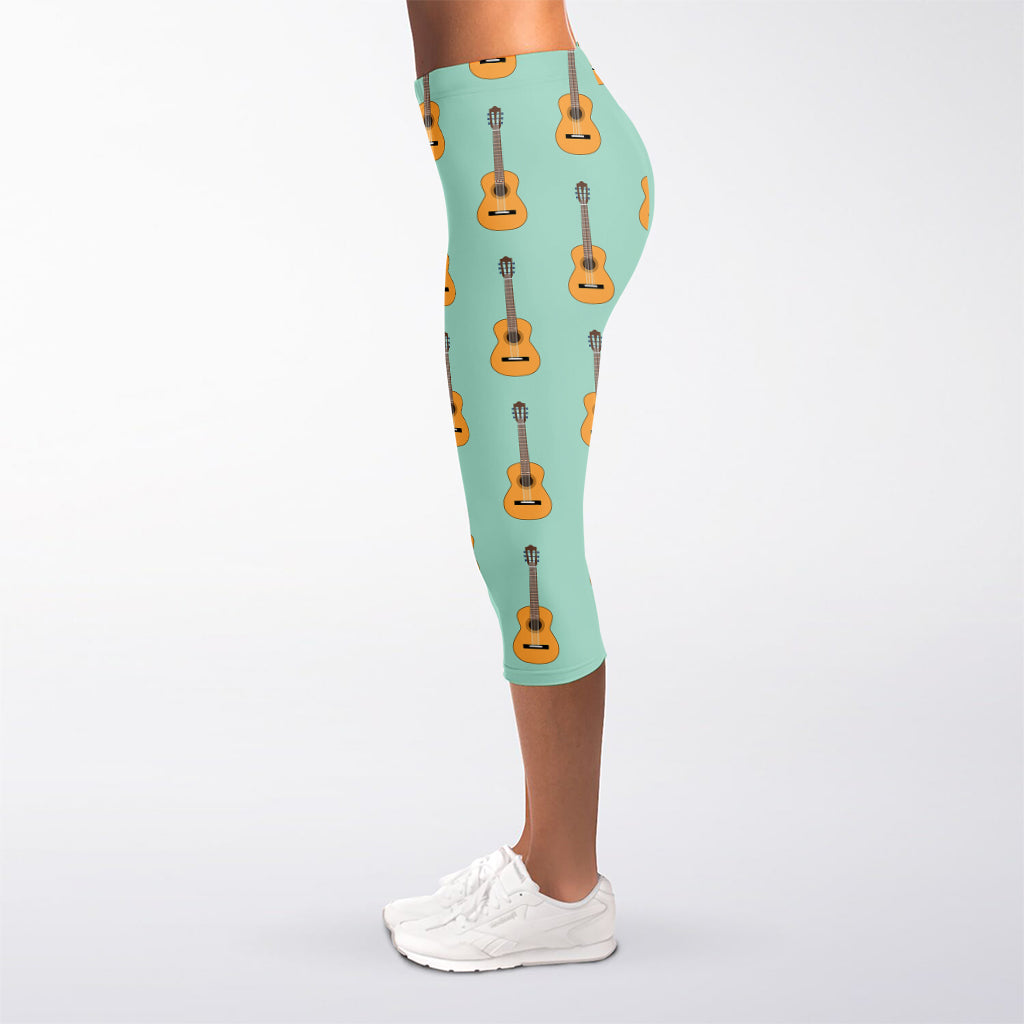 Classical Guitar Pattern Print Women's Capri Leggings