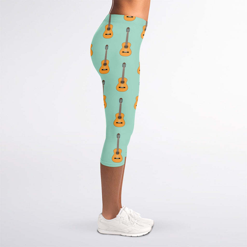 Classical Guitar Pattern Print Women's Capri Leggings