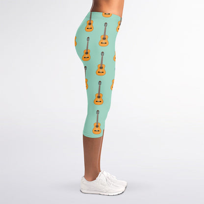Classical Guitar Pattern Print Women's Capri Leggings