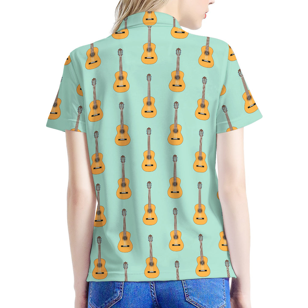 Classical Guitar Pattern Print Women's Polo Shirt