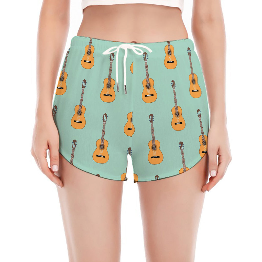 Classical Guitar Pattern Print Women's Split Running Shorts