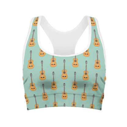 Classical Guitar Pattern Print Women's Sports Bra