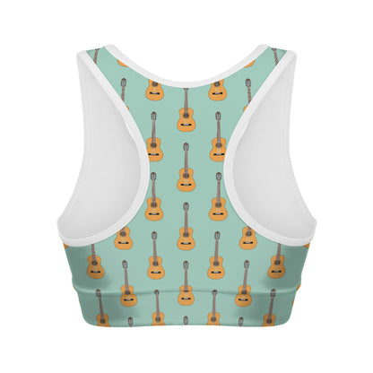 Classical Guitar Pattern Print Women's Sports Bra