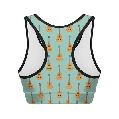 Classical Guitar Pattern Print Women's Sports Bra