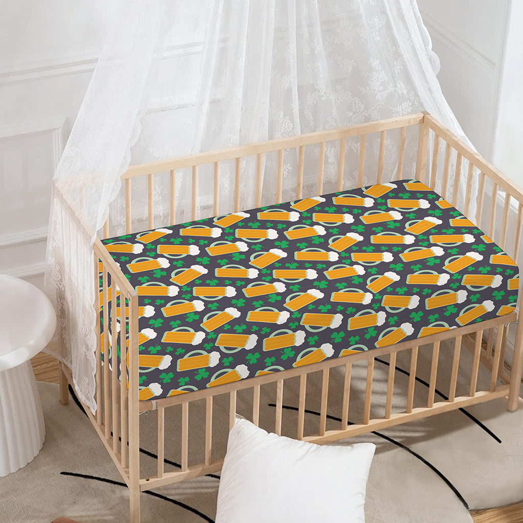 Clover And Beer St. Patrick's Day Print Baby Crib Sheet