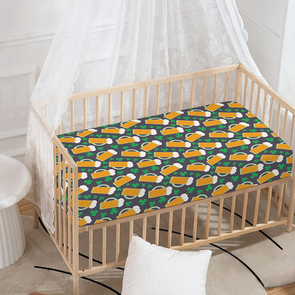 Clover And Beer St. Patrick's Day Print Baby Crib Sheet