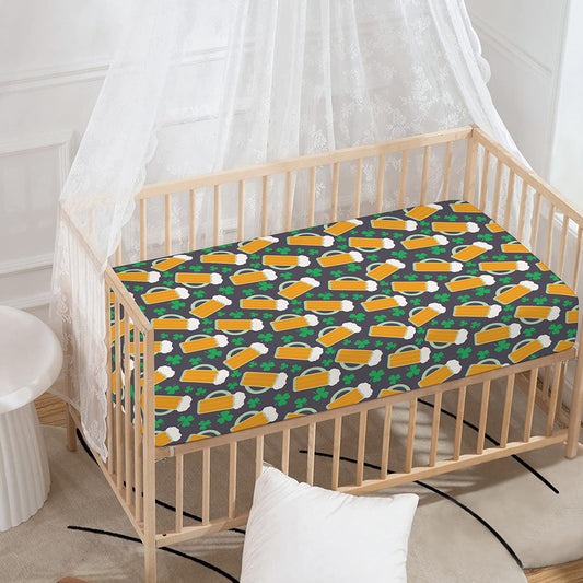 Clover And Beer St. Patrick's Day Print Baby Crib Sheet